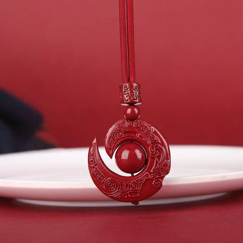 Buddha Stones La fortuna di una persona migliora il design del modello Ciondolo della collana di concentrazione naturale di cinabro