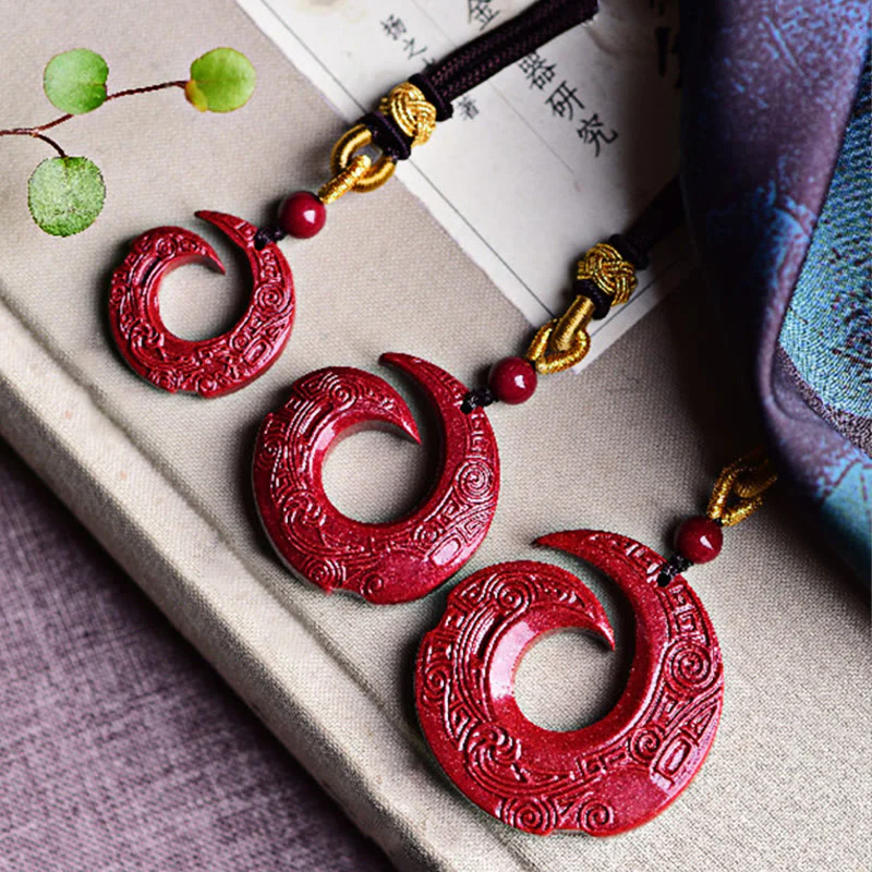 Buddha Stones La fortuna di una persona migliora il design del modello Collana con ciondolo di benedizione in cinabro naturale - Image 8