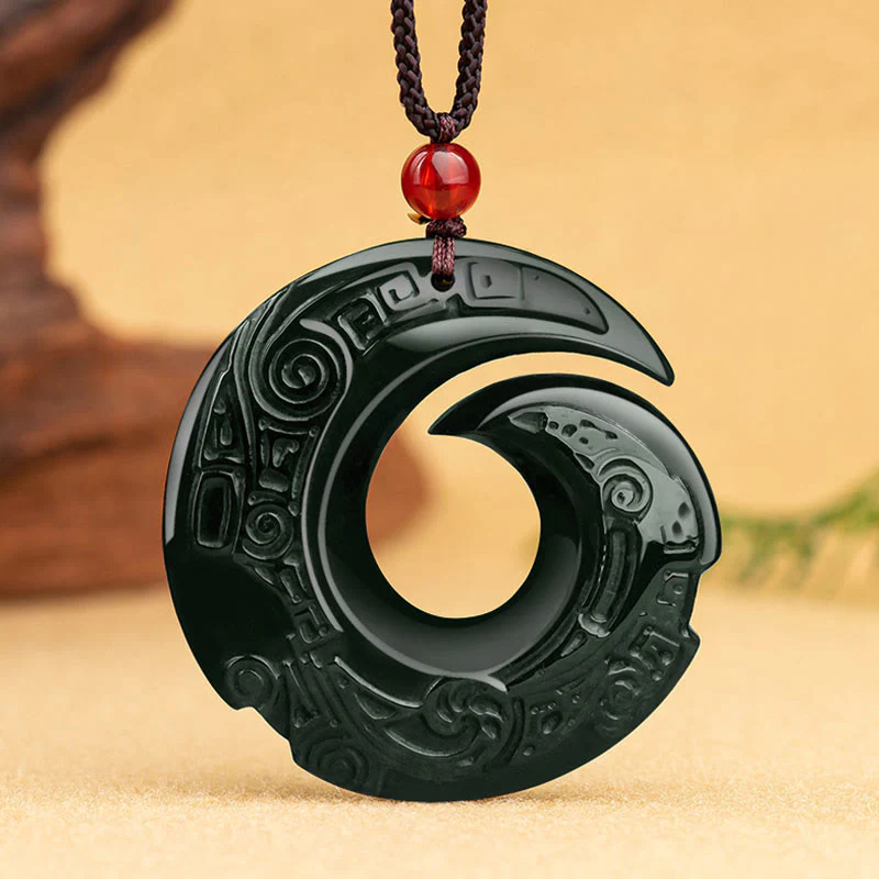 Buddha Stones La fortuna di una persona migliora il design del modello Collana con ciondolo di giada ciano naturale Hetian - Image 2