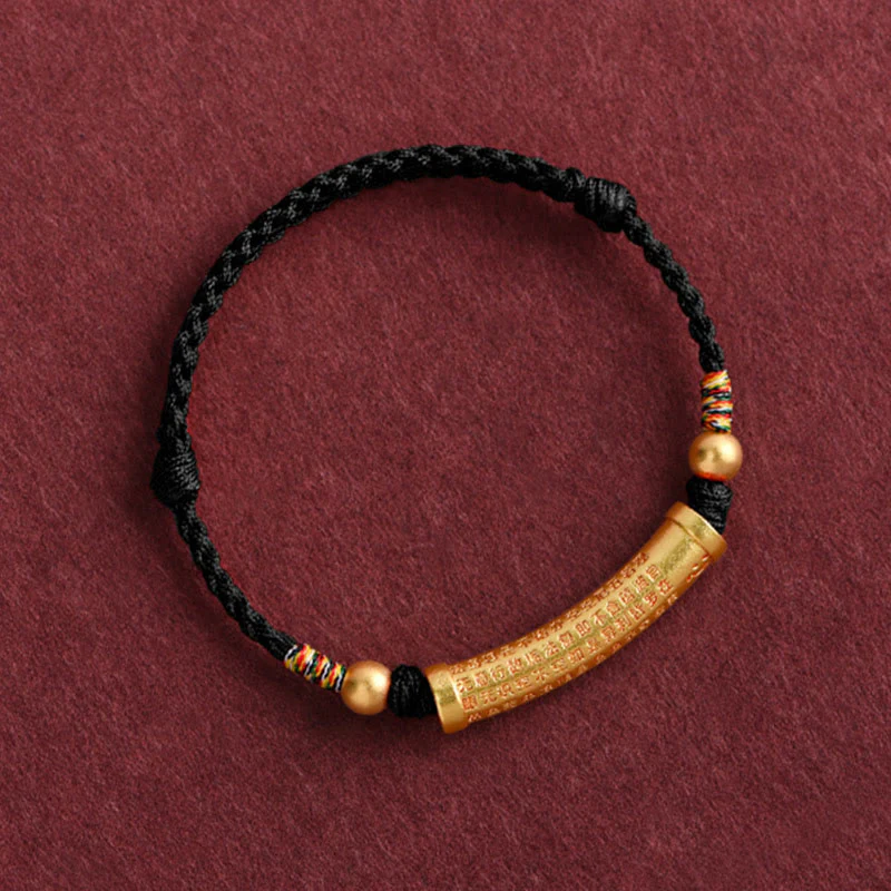 Buddha Stones Lega fatta a mano Cuore Sutra Protezione Forza Corda Bracciale Cavigliera - Image 13