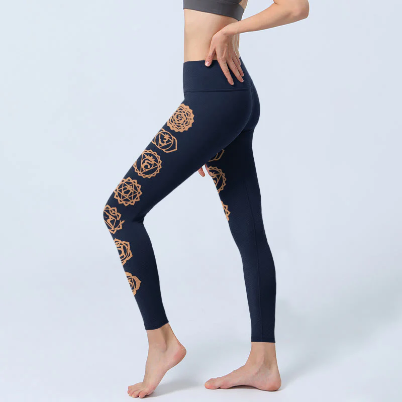 Buddha Stones Leggings da palestra con motivo chakra, pantaloni da yoga da donna - Image 3