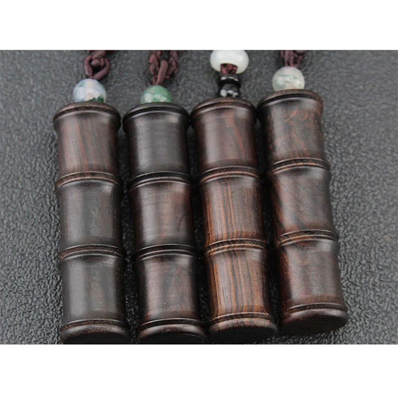 Buddha Stones Legno di ebano Modello di bambù Ghau Scatola di preghiera Collana pendente della pace - Image 14