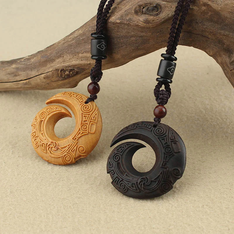 Buddha Stones Legno di ebano Sandalo La fortuna di una persona migliora Modello di design Collana con ciondolo di pace - Image 2