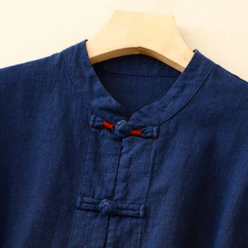 Buddha Stones Bottone di nodo cinese artistico letterario Abbigliamento casual in cotone - Image 11