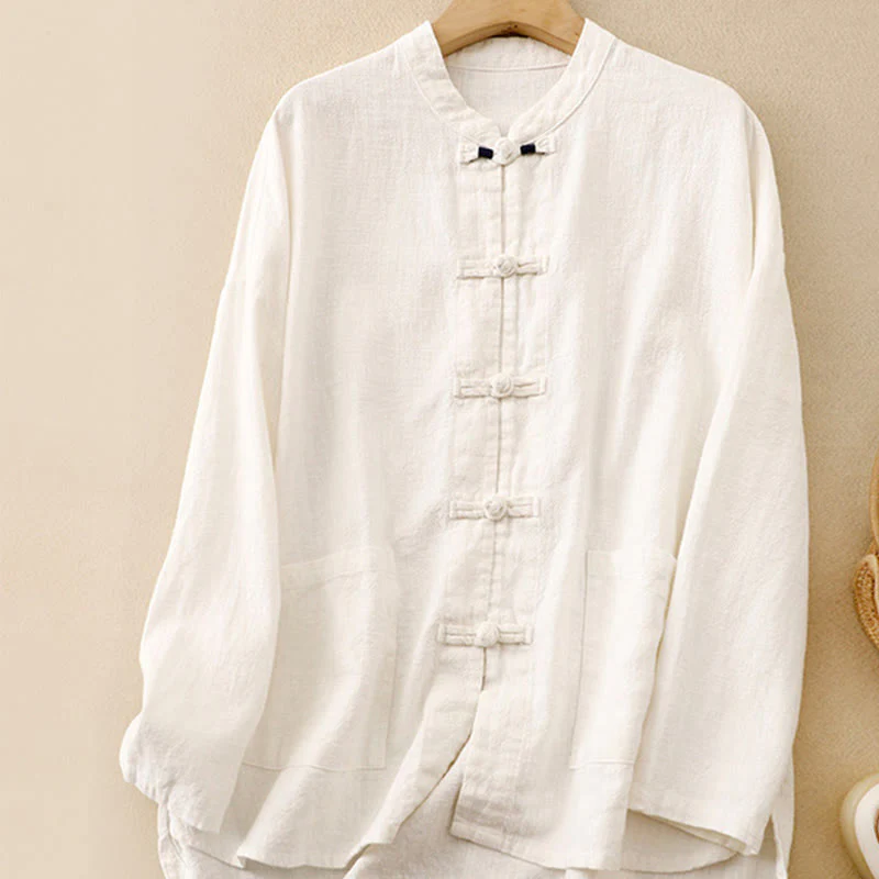 Buddha Stones Bottone di nodo cinese artistico letterario Abbigliamento casual in cotone - Image 20
