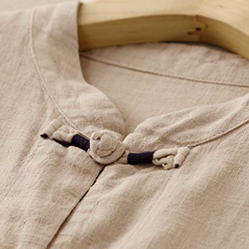 Buddha Stones Bottone di nodo cinese artistico letterario Abbigliamento casual in cotone - Image 5
