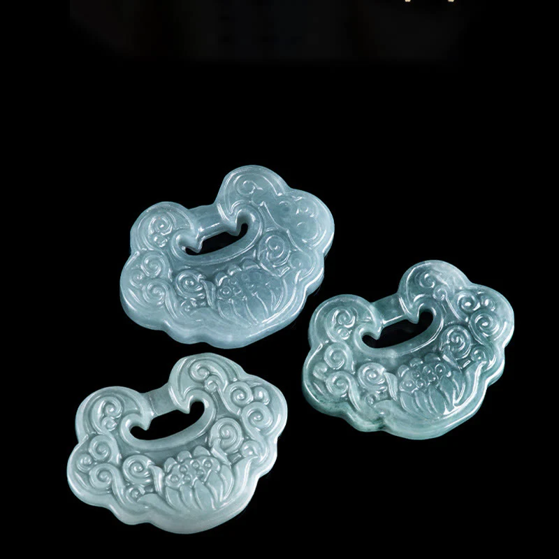 Buddha Stones Loto Giada intagliata Ruyi Abbondanza Prosperità Abbondanza Collana Pendente - Image 9