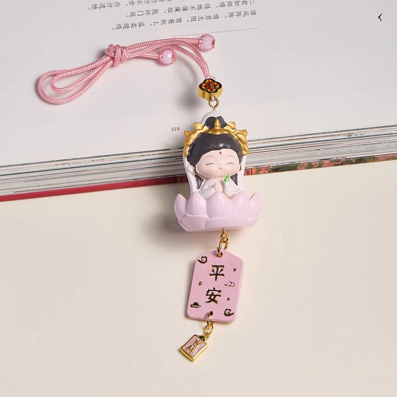 Buddha Stones Lotus Avalokitesvara Buddha Fu Carattere Ricchezza Decorazione da appendere all'auto - Image 3