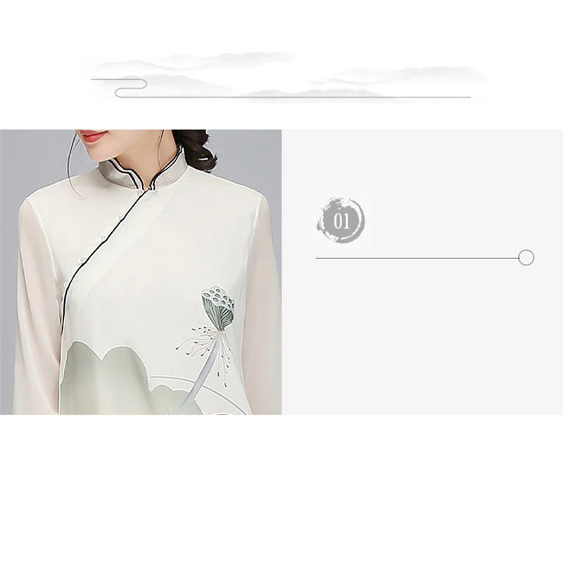 Buddha Stones Lotus Flower Pod Chiffon Cheongsam Midi Dress Meditazione Zen Pratica Abbigliamento - Image 6