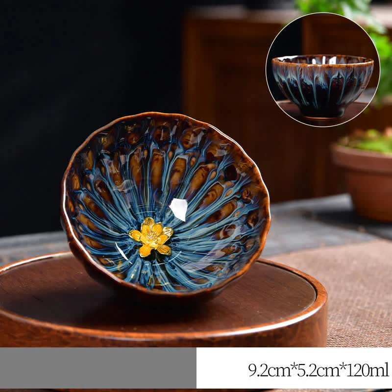 Buddha Stones Lotus Pavone Drago Fenice Koi Pesce Tazza da tè in ceramica Tazze da tè intarsiate 120ml - Image 13
