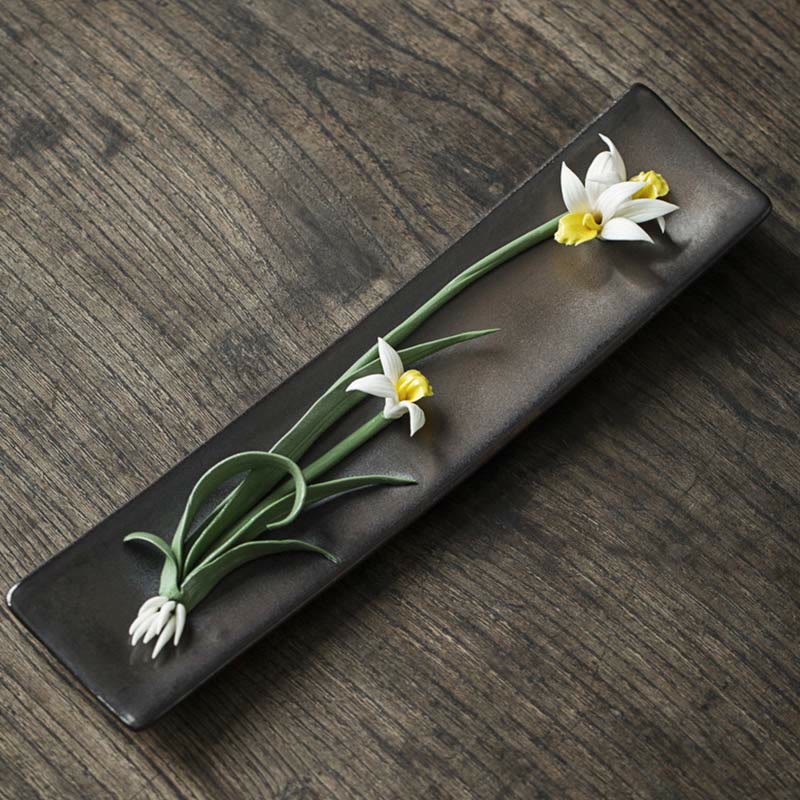 Buddha Stones Lotus Peonia Rosa Fiore Ceramica Bruciatore di Incenso Spirituale - Image 11