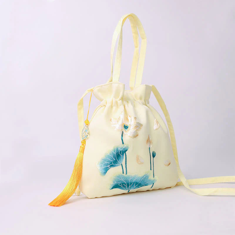 Buddha Stones Lotus Peony Epiphyllum Phoenix Suzhou Ricamo Cotone Lino Tote Borsa a Tracolla Borsa a Mano - Image 10