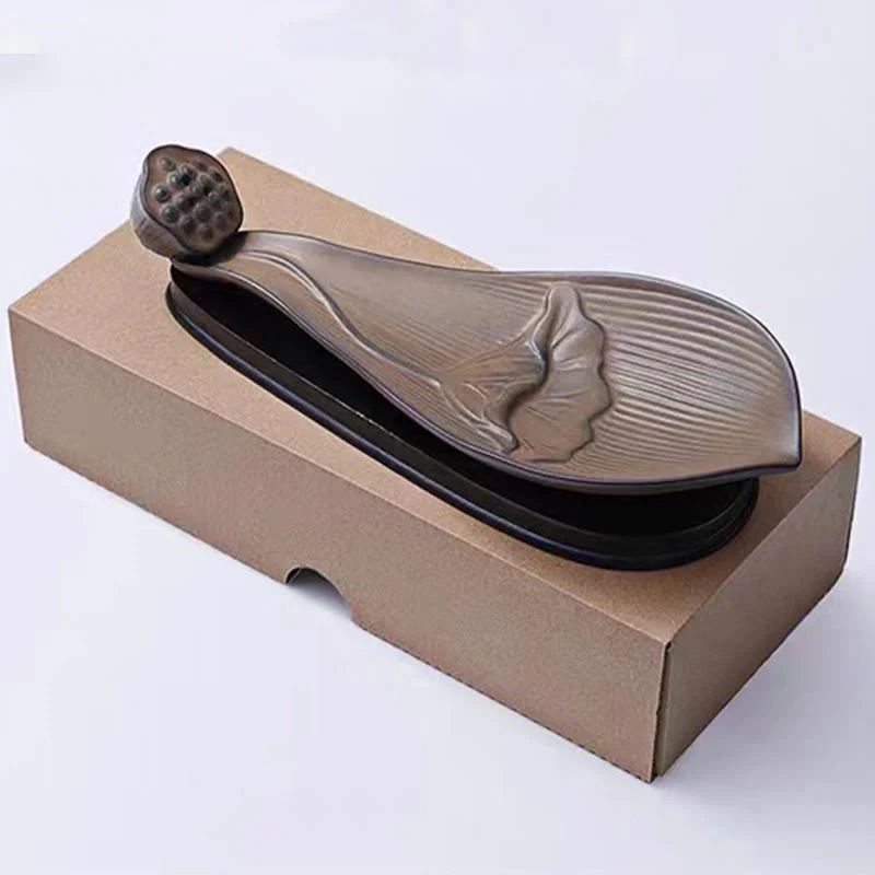 Buddha Stones Lotus Pod Zen Guarigione Marrone Ceramica Bastoncino Bruciatore Incenso Decorazione - Image 11