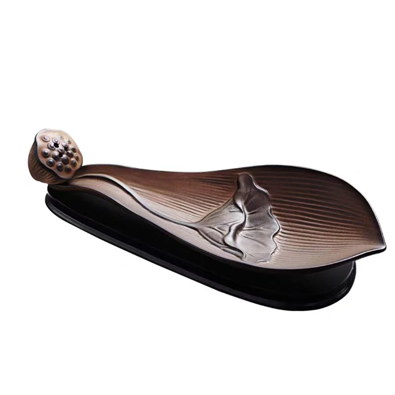 Buddha Stones Lotus Pod Zen Guarigione Marrone Ceramica Bastoncino Bruciatore Incenso Decorazione - Image 15