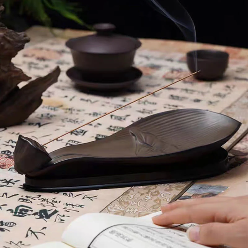 Buddha Stones Lotus Pod Zen Guarigione Marrone Ceramica Bastoncino Bruciatore Incenso Decorazione - Image 6