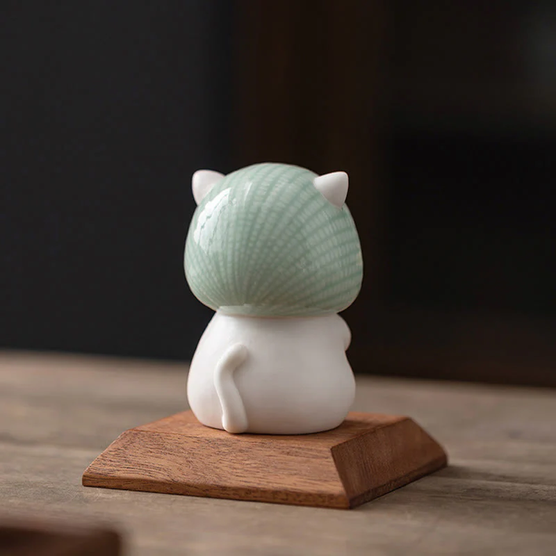 Buddha Stones Lucky Cute Cat In Sciarpa Decorazione Figurina in Ceramica - Image 15