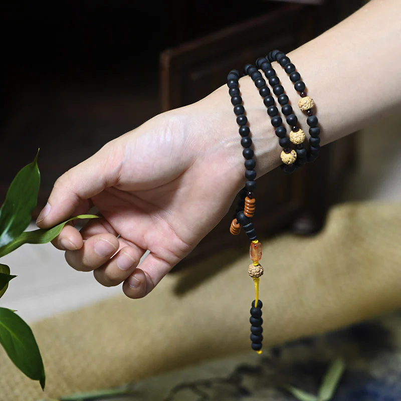 Buddha Stones Mala Tibetano Cipresso Semi di Bodhi Agata Rossa Braccialetto di Guarigione - Image 5