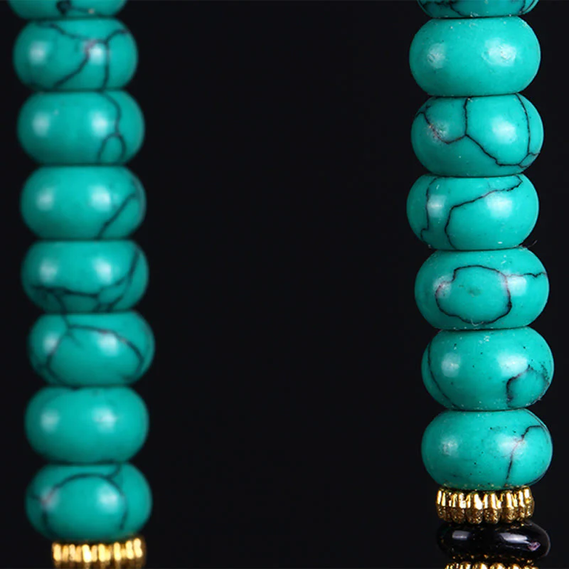Buddha Stones Mala tibetano con 108 perle turchesi Dzi, simbolo di saggezza ed equilibrio. - Image 9