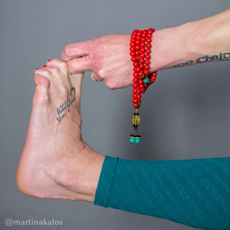 Buddha Stones Mala Tibetano Turchese Rosso Collana Fortunata Bracciale - Image 6