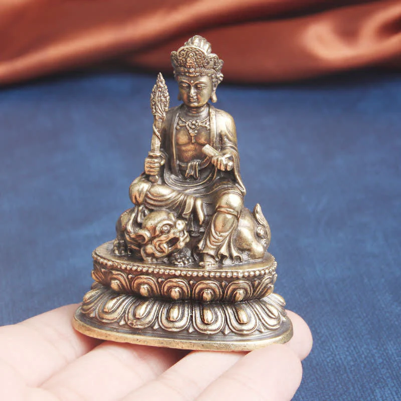 Buddha Stones Manjusri Bodhisattva Serenità Statua in rame Decorazione - Image 4