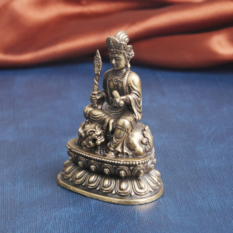Buddha Stones Manjusri Bodhisattva Serenità Statua in rame Decorazione - Image 5