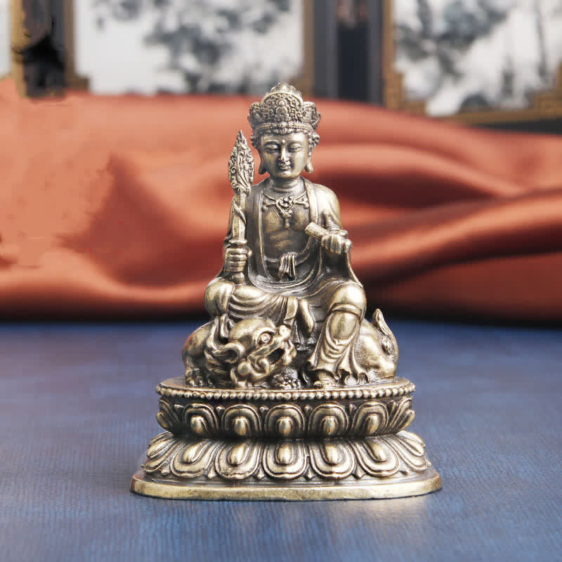 Buddha Stones Manjusri Bodhisattva Serenità Statua in rame Decorazione - Image 6