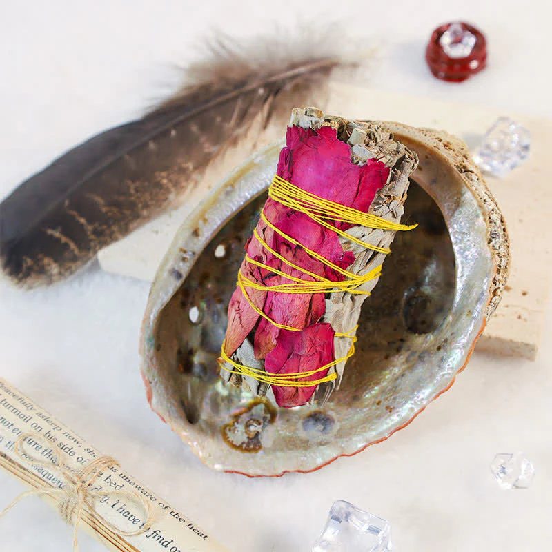Buddha Stones, margherite colorate, fiori di rosa rossa, bastoncino di sbavatura per la pulizia della casa, incenso, guarigione, meditazione, bastoncino di sbavatura, rituali, set - Image 9