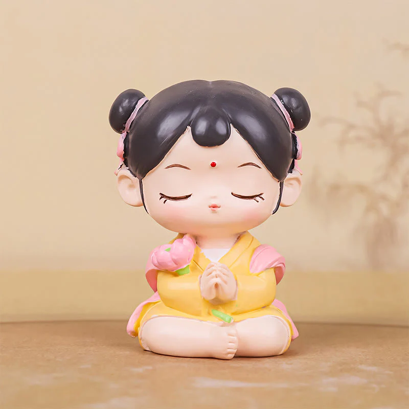 Buddha Stones Meditazione Avalokitesvara Loto Ragazzo Ragazza Statua in Resina Armonia Decorazione per la casa - Image 12