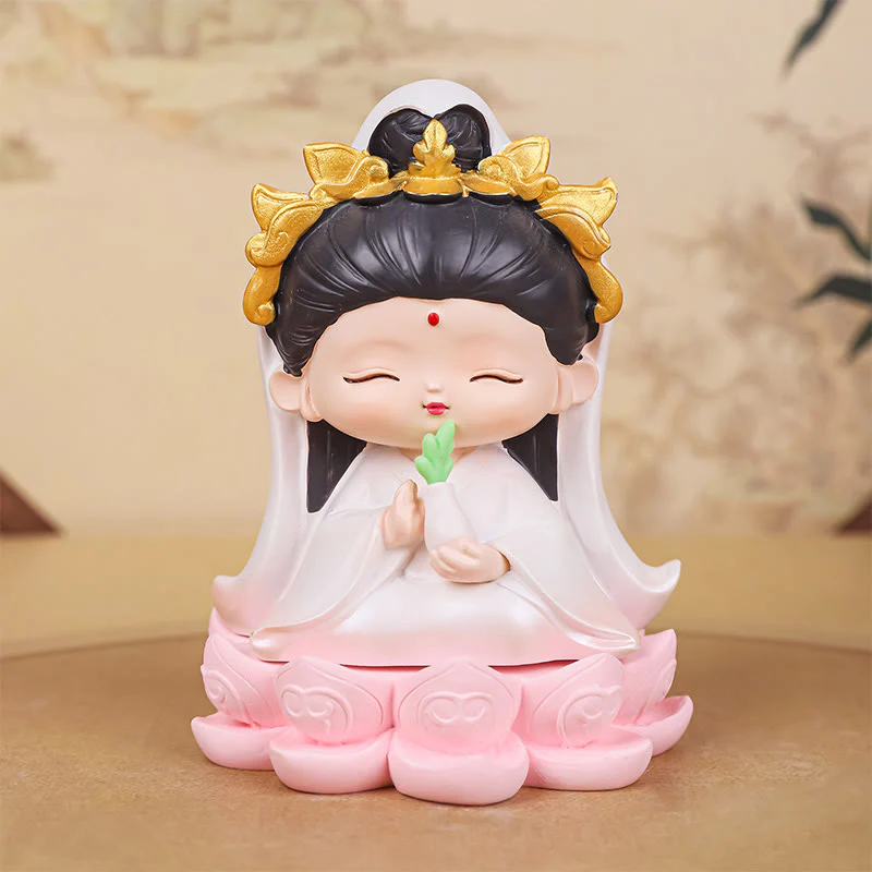 Buddha Stones Meditazione Avalokitesvara Loto Ragazzo Ragazza Statua in Resina Armonia Decorazione per la casa - Image 18