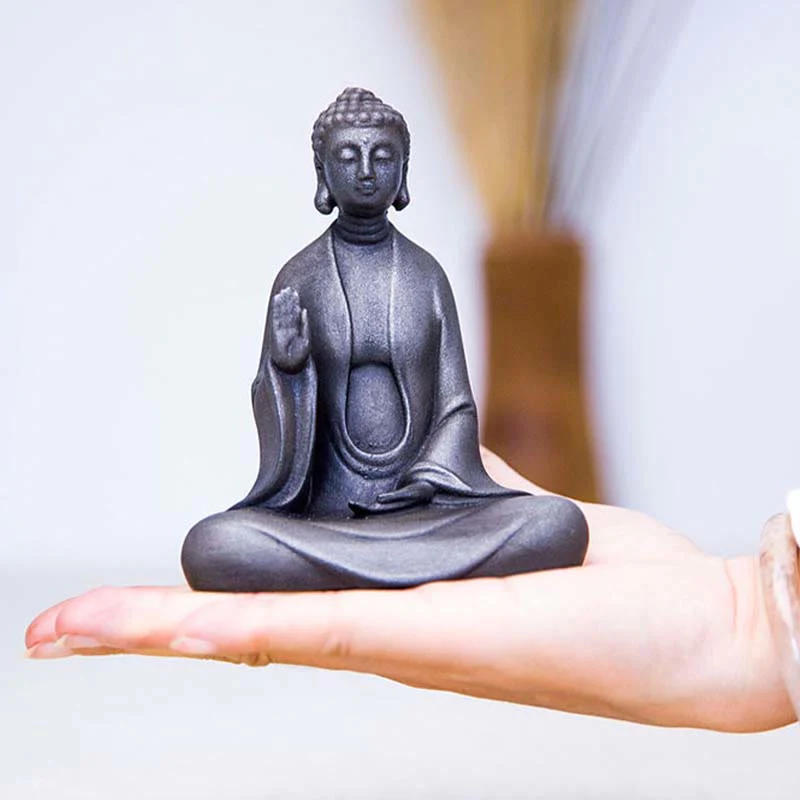 Buddha Stones Meditazione fatta a mano Buddha Sakyamuni Polvere di ferro Ruggine Statua in resina Decorazione - Image 14
