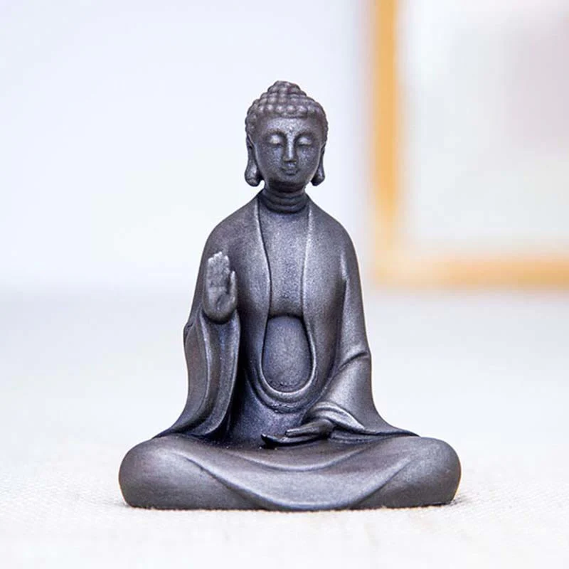Buddha Stones Meditazione fatta a mano Buddha Sakyamuni Polvere di ferro Ruggine Statua in resina Decorazione - Image 15