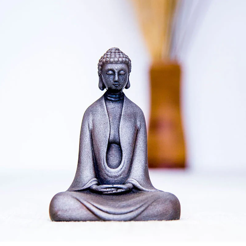 Buddha Stones Meditazione fatta a mano Buddha Sakyamuni Polvere di ferro Ruggine Statua in resina Decorazione - Image 26