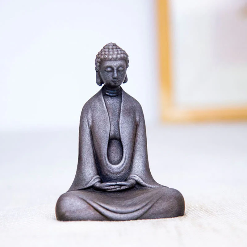 Buddha Stones Meditazione fatta a mano Buddha Sakyamuni Polvere di ferro Ruggine Statua in resina Decorazione - Image 28