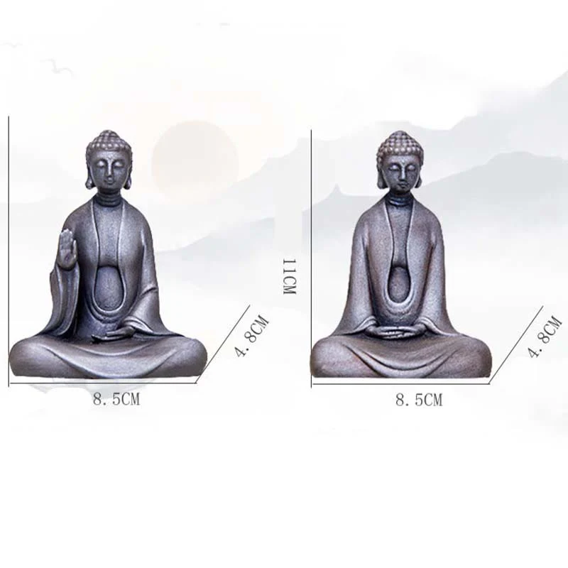 Buddha Stones Meditazione fatta a mano Buddha Sakyamuni Polvere di ferro Ruggine Statua in resina Decorazione - Image 31