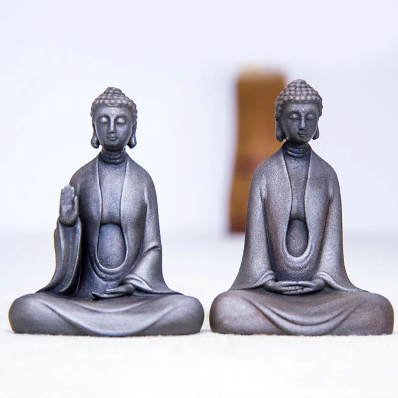 Buddha Stones Meditazione fatta a mano Buddha Sakyamuni Polvere di ferro Ruggine Statua in resina Decorazione - Image 32
