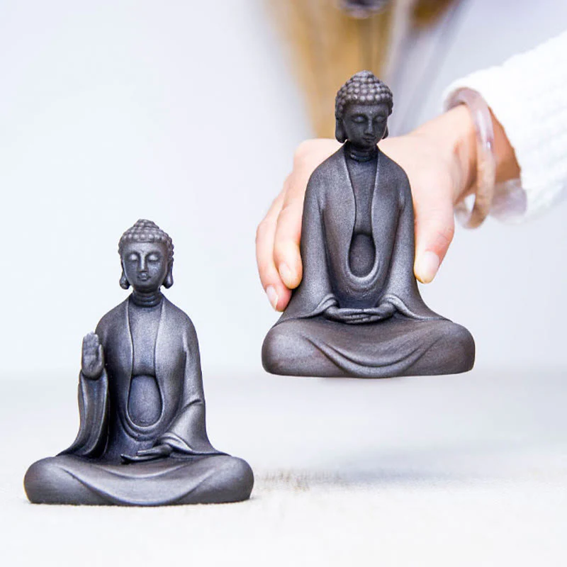 Buddha Stones Meditazione fatta a mano Buddha Sakyamuni Polvere di ferro Ruggine Statua in resina Decorazione - Image 33