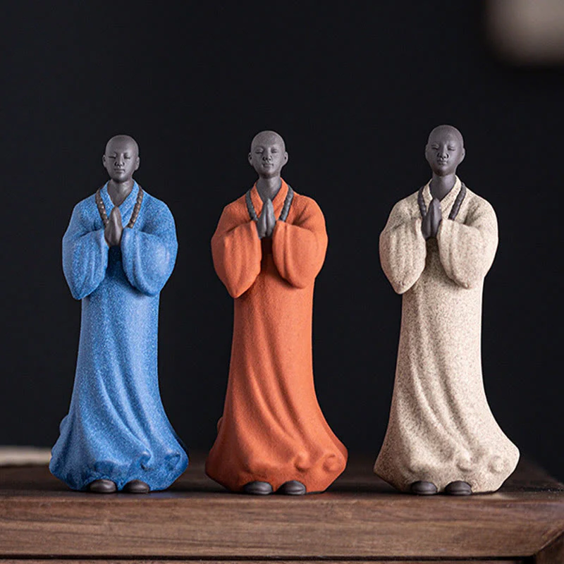 Buddha Stones Meditazione Preghiera Monaco Figura Ceramica Compassione Serenità Decorazione Casa