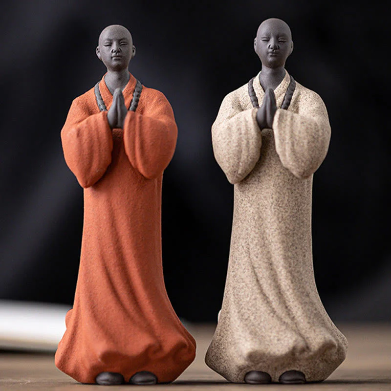 Buddha Stones Meditazione Preghiera Monaco Figura Ceramica Compassione Serenità Decorazione Casa - Image 10