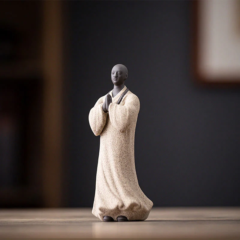 Buddha Stones Meditazione Preghiera Monaco Figura Ceramica Compassione Serenità Decorazione Casa - Image 12