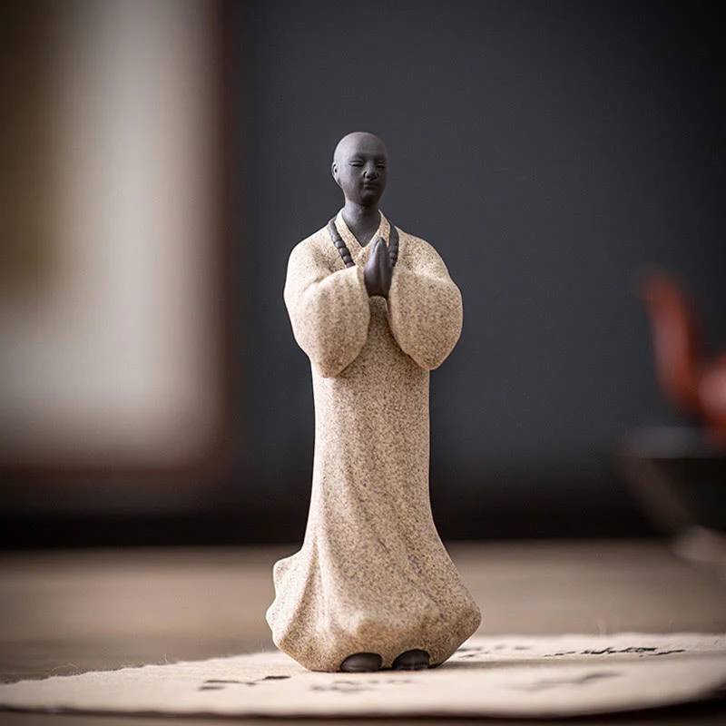 Buddha Stones Meditazione Preghiera Monaco Figura Ceramica Compassione Serenità Decorazione Casa - Image 14