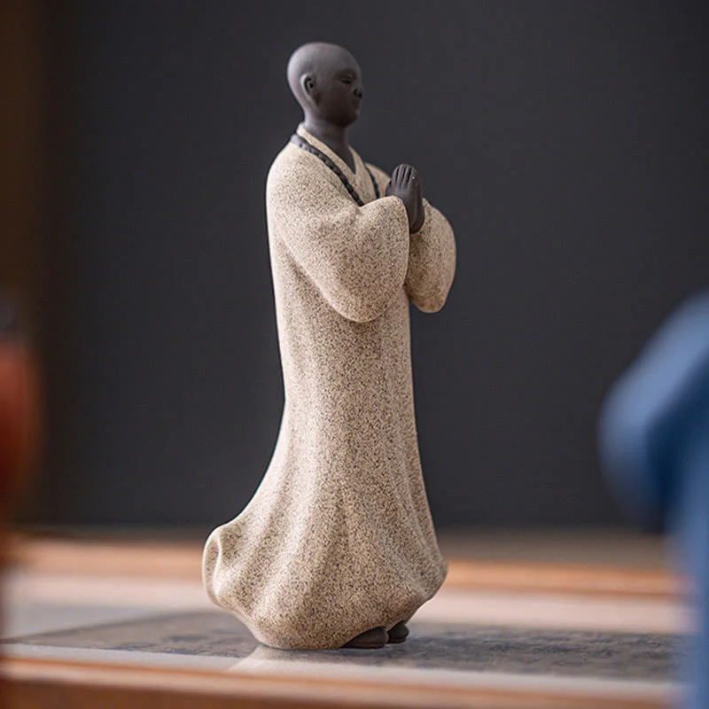 Buddha Stones Meditazione Preghiera Monaco Figura Ceramica Compassione Serenità Decorazione Casa - Image 17