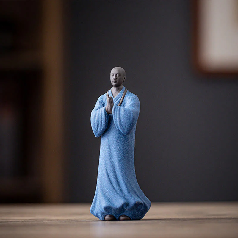 Buddha Stones Meditazione Preghiera Monaco Figura Ceramica Compassione Serenità Decorazione Casa - Image 22