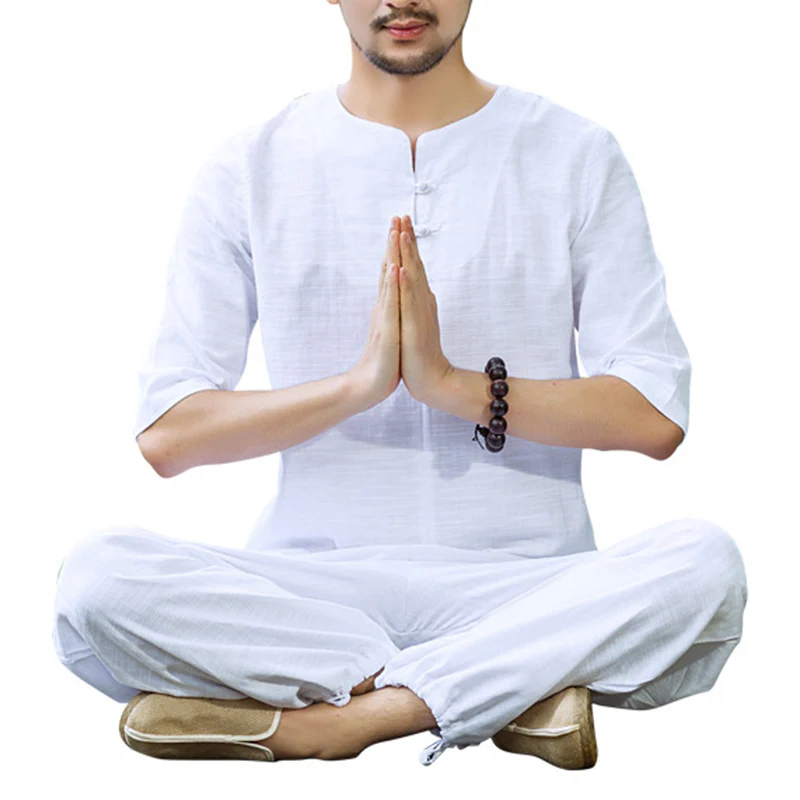 Buddha Stones Meditazione Preghiera Spirituale Zen Pratica Uniforme Abbigliamento Uomo Set - Image 3