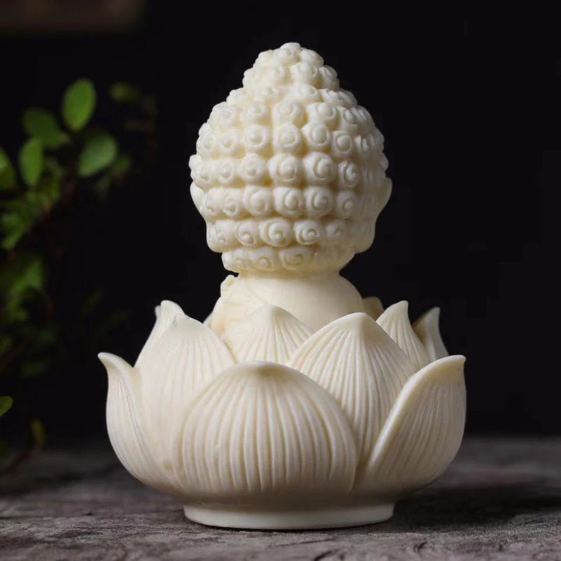 Buddha Stones Mini Avorio Frutta Tathagata Buddha Lotus Kwan Yin Avalokitesvara Manjusri Samantabhadra Serenity Desk Decorazione - Image 3