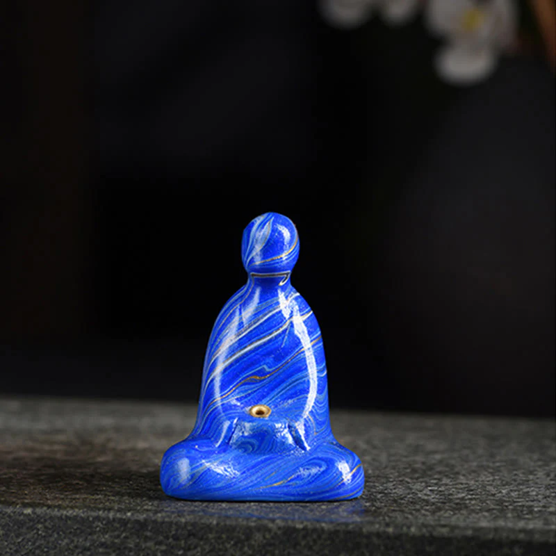 Buddha Stones Mini Buddha senza forma Legno di ebano laccato Artigianato Porta incenso Decorazione della pace - Image 11