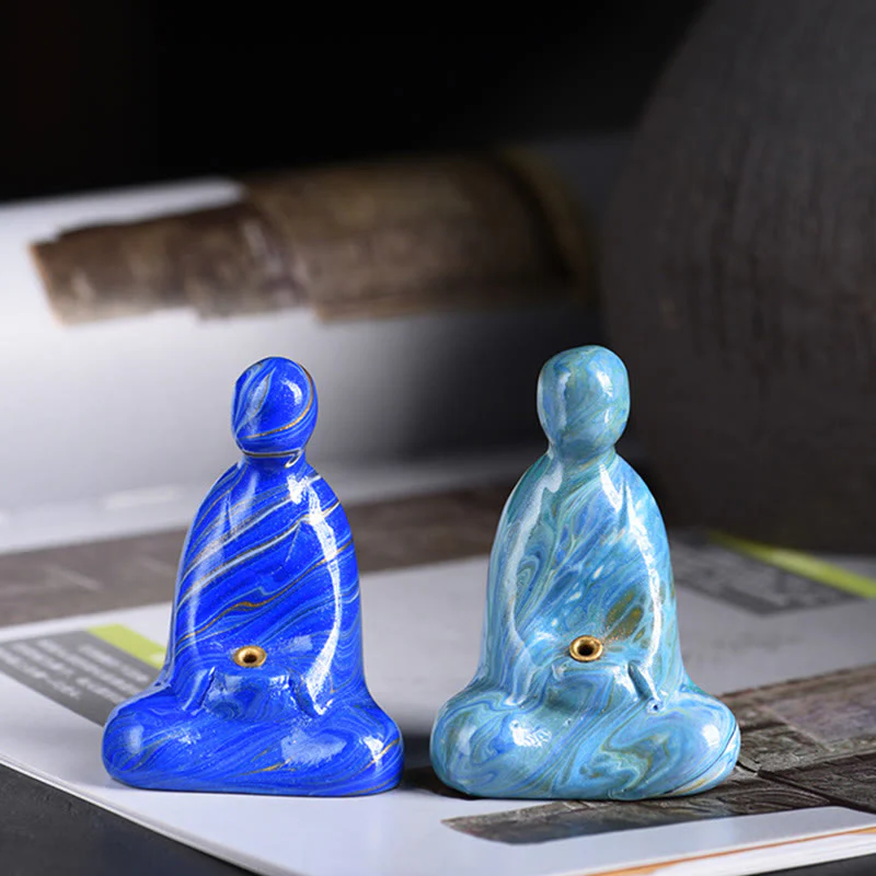 Buddha Stones Mini Buddha senza forma Legno di ebano laccato Artigianato Porta incenso Decorazione della pace - Image 12