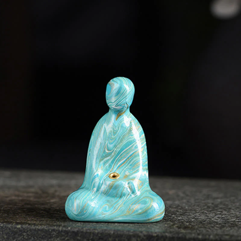 Buddha Stones Mini Buddha senza forma Legno di ebano laccato Artigianato Porta incenso Decorazione della pace - Image 15