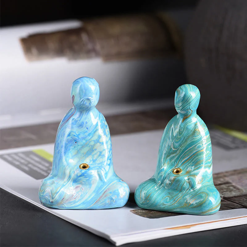 Buddha Stones Mini Buddha senza forma Legno di ebano laccato Artigianato Porta incenso Decorazione della pace - Image 16