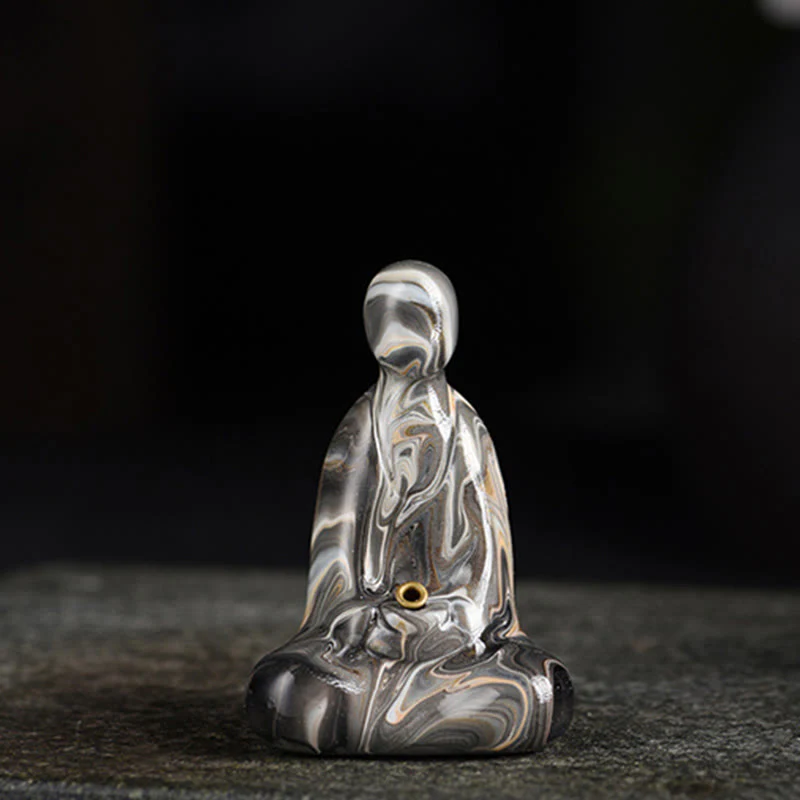 Buddha Stones Mini Buddha senza forma Legno di ebano laccato Artigianato Porta incenso Decorazione della pace - Image 17