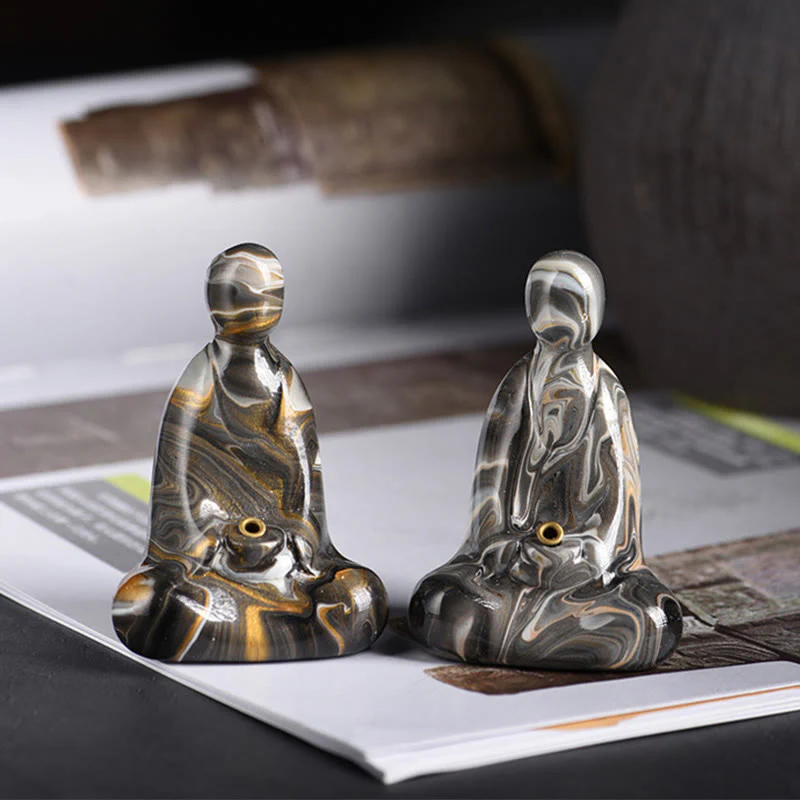 Buddha Stones Mini Buddha senza forma Legno di ebano laccato Artigianato Porta incenso Decorazione della pace - Image 18